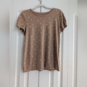 GAP Brown Floral Short Sleeve Tee Size M